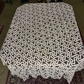Unique Vintage Abstract Star Pinwheel Crochet Lace Bed Cover Handmade Tablecloth