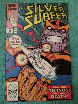 Silver Surfer 34 Pristine 9.  8 Nm/mt Ressurection Of Thanos Marvel 1990
