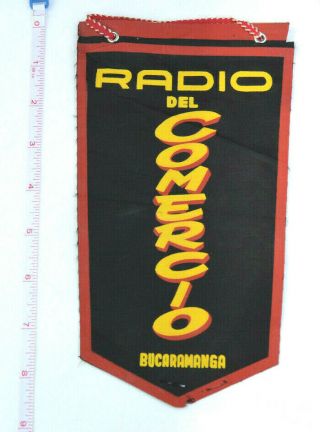 Vintage Qsl - Pennant - Radio Del Comercio Bucaramanga Colombia Flag