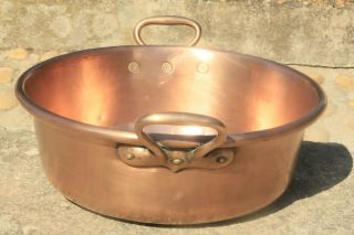 Large Vintage Copper Jam Jelly Confiture Pan Rolled Rim 9.  9lbs 17.  1inch