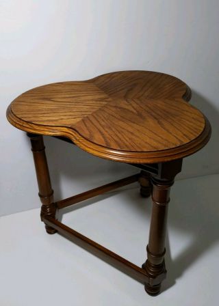 Vintage Solid Wood Clover Leaf Top Table - Oak Wood - English Style
