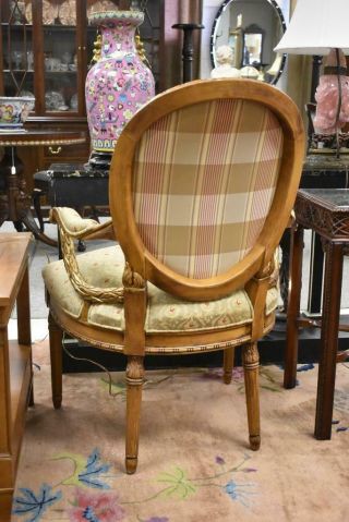 Century Furniture Upholstered Side Arm Chair Gold Details Carved Designs 2