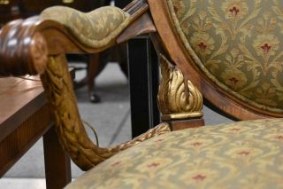 Century Furniture Upholstered Side Arm Chair Gold Details Carved Designs 3