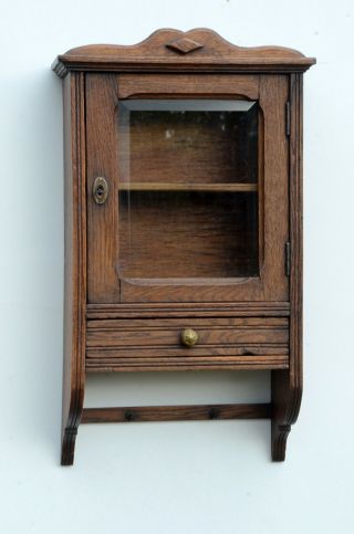 Vintage French Oak Medicine Apothecary Bathroom Kitchen Wall Cabinet Shabby Chic 2
