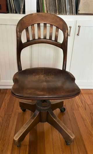 Vintage Sikes Industrial Wood Steampunk Swivel Adjustable Desk Office Chair
