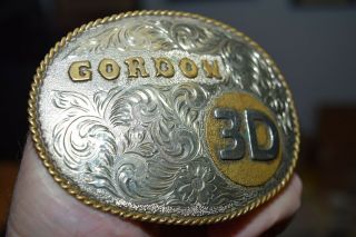 Vintage Hand Crafted By Scott Hardy Ws 1983 Rodeo Belt Buckle Silver Gold ?