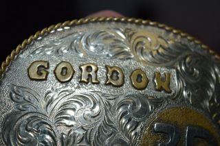 vintage hand crafted by SCOTT HARDY WS 1983 rodeo belt buckle silver gold ? 3