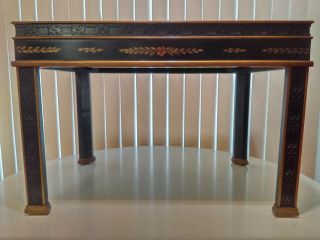 Asian Painted Black Lacquer Drexel Heritage Chinoiserie Side/End Table Signed 3