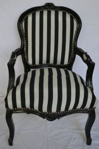 Louis Xv Arm Chair French Style Chair Vintage Furniture Black And White