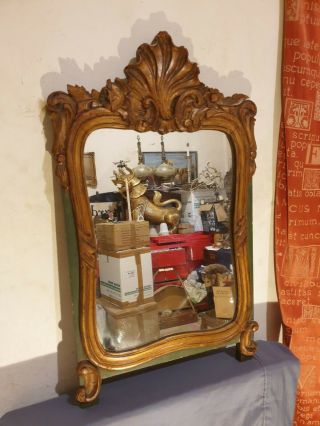A Antique 19th Century French Giltwood Hand Carved Wall Pier Mirror