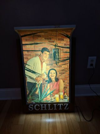 Rare Vintage Schlitz Beer Advertising Lighted Sign 32x20x11