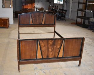 Vintage Art Deco Style Painted Metal Full Size Retro Bed Mid Century Furniture