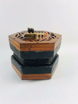 Vintage Wood Concertina 48 Button Squeeze Box Accordion Lachenal & Co London