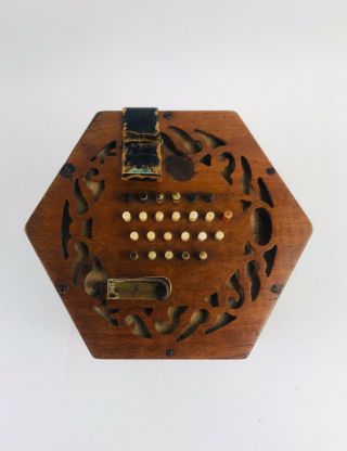 Vintage Wood Concertina 48 Button Squeeze Box Accordion Lachenal & Co London 2
