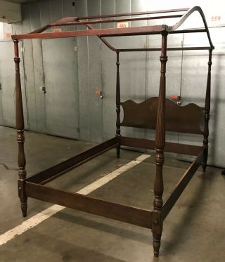 Antique Mahogany Four Poster Canopy Bed Frame; Double Bed,  Early 19th Century