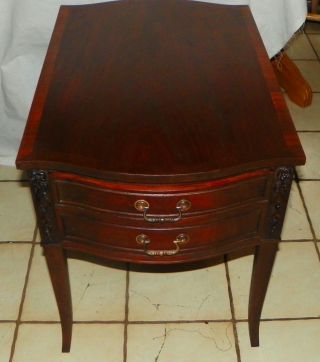 Mahogany Inlaid End Table / Side Table By Imperial (t669)