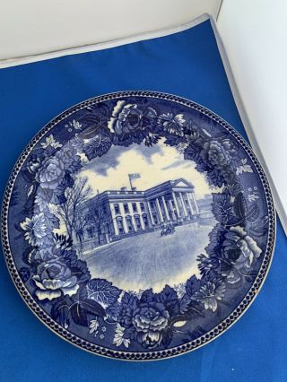 Antique Wedgwood Flow Blue Plate " The White House "
