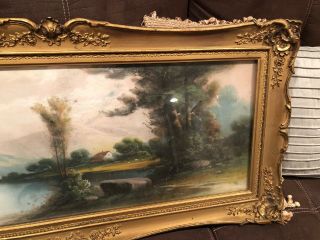 ESTATE FIND ANTIQUE EARLY 1900 ' S WOOD FRAMED PAINTING - SO OLD - RARE 2