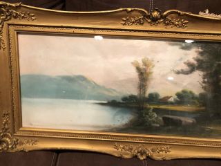 ESTATE FIND ANTIQUE EARLY 1900 ' S WOOD FRAMED PAINTING - SO OLD - RARE 3