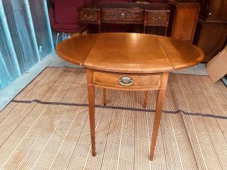 Vintage Walnut Drop Leaf Pembroke Table W/ Drawer