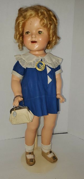 Vintage Composition Ideal Shirley Temple Doll 22 " In Dress