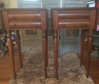 2 “stunning” Conant Ball Cb Federal Style 2 - Drawer Drop Leaf End Tables