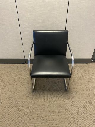 Knoll Mies Van Der Rohe Black Leather And Chrome Brno Chair