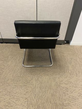 Knoll Mies Van Der Rohe Black Leather and Chrome Brno Chair 3