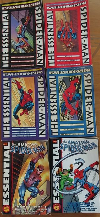 Marvel Essential Spiderman Vol.  1,  2,  3,  4,  5,  6 Stan Lee