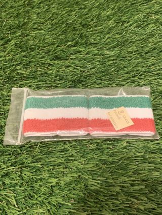 Ultra Rare Vintage Gucci Sports Athletic Red Green Cotton Wrist Bands Bracelets