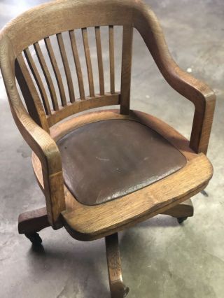 Milwaukee Chair Company Wood Antique Vintage Bankers " Arts And Crafts "