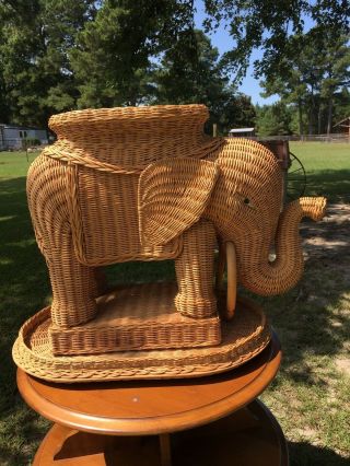 Vintage Wicker Elephant Plant Stand/side Table