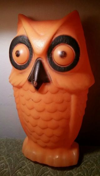 Rare Vintage Halloween Orange 13 " Owl Blow Mold Light Up Tico