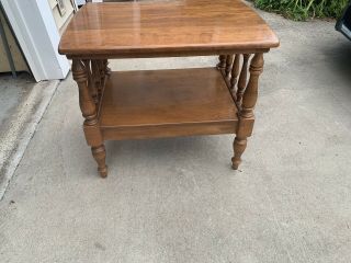 Ethan Allen Side Table 24 By 20 By 28 Vintage Real Wood 1595 Solid Maple & Birch