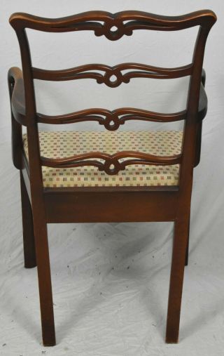 Solid Mahogany Ribbon Back Arm Chair Williamsburg Chippendale Style 3