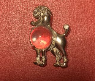 Vintage Crown Trifari Alfred Philippe Sterling Jelly Belly Poodle Dog Brooch Pin