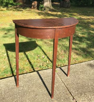 Antique American Southern 19th C Pine Demi Lune Table Tall 40 1/2 "