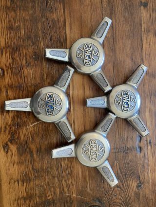 Vintage Cragar Ss Center Caps Chrome 3 Bar Spinners,  Set Of 4