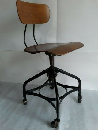Vintage Toledo Industrial Swivel Bar Drafting Stool Adjustable Height Chair
