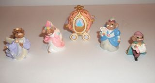 Hallmark Cinderella Merry Miniatures Set Of 5 Vintage Figures Mice Fantasy Cute