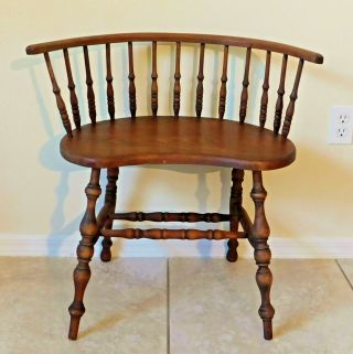 Antique/vtg Solid Wood Spindle Back Kidney Shaped Windsor Accent Chair