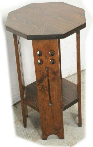 Antique English Oak Arts & Crafts Window Plant Lamp Stand,  Imported