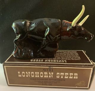 1975 Collectible Avon Wild Country After Shave Cologne Longhorn Steer - Empty