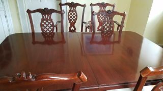 SIX MAHOGANY CHAIRS WITH DINING ROOM TABLE MADE BY HICKORY CHAIR 2