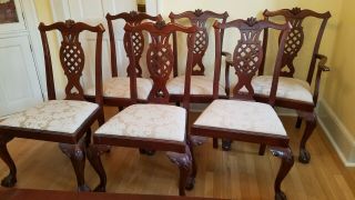 SIX MAHOGANY CHAIRS WITH DINING ROOM TABLE MADE BY HICKORY CHAIR 3