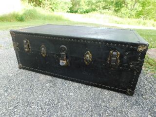 Antique Canvas Wardrobe Steamship Trunk Chest Beals Selkirk Mich Coffee Table