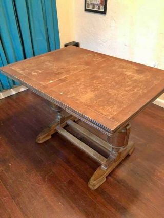 Antique English Draw Leaf Trestle Dining Table