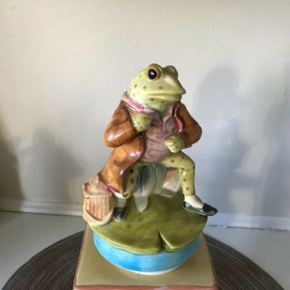 Vintage Schmid Beatrix Potter Mr Jeremy Fisher Frog Musical Figurine 1977