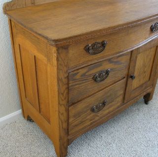 Antique Oak or Ash Wash Stand/Commode/Dry Sink w/Drawers,  Cabinet & Towel Rack 3