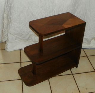 Walnut 3 Tier Inlaid End Table / Side Table (t105)